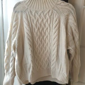 White cable knit sweater